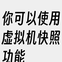 你可以使用虚拟机快照功能