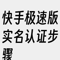 快手极速版实名认证步骤