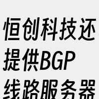 恒创科技还提供BGP线路服务器等多样化的