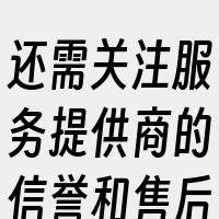 还需关注服务提供商的信誉和售后服务。
